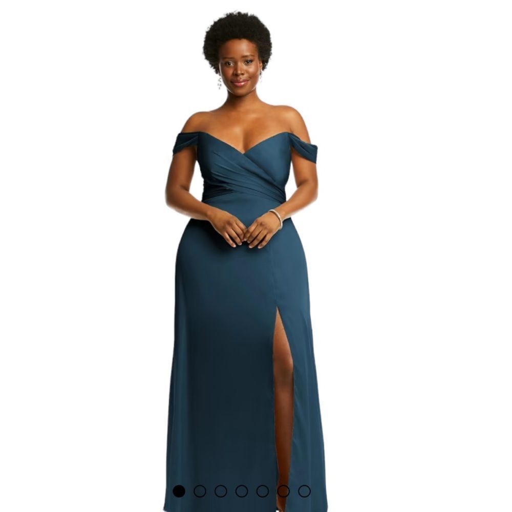 NWOT Dessy Collection 3108 Off the Shoulder Flounce Sleeve Empire Waist Gown 0